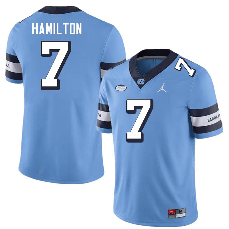 Men #7 Christian Hamilton North Carolina Tar Heels College Football Jerseys Stitched-Throwback